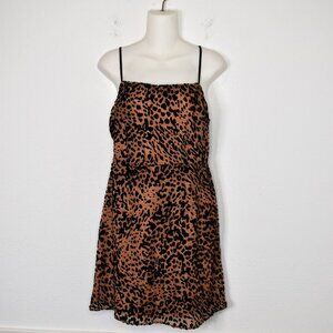 Lush Leopard Dress Sz L Crushed Velvet Adjustable Straps Party Cocktail Holiday